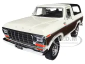 1978 Ford Bronco Ranger XLT with Spare Tire Cream and Brown with Black Camper Shell ""Timeless Legends"" Series 1/24 Diecast Model Car by Motormax