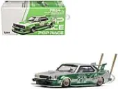 Skyline C210 Kaido Racer ""Bosozoku Style"" RHD (Right Hand Drive) 210 Green and Silver 1/64 Diecast Model Car by Pop Race