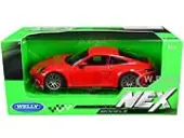Porsche 911 Carrera 4S Red with Gray Wheels ""NEX Models"" 1/24 Diecast Model Car by Welly