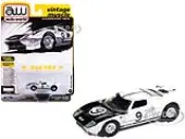 1964 Ford GT40 9 White with Black Hood and Stripes ""Vintage Muscle"" Series 1/64 Diecast Model Car by Auto World