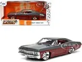 1967 Chevrolet Impala SS Gray and Burgundy with Burgundy Interior ""Bigtime Muscle"" Series 1/24 Diecast Model Car by Jada