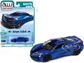 2020 Chevrolet Corvette Elkhart Lake Blue Metallic ""Sports Cars"" Limited Edition 1/64 Diecast Model Car by Auto World