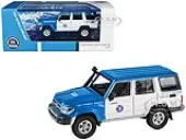 2014 Toyota Land Cruiser 76 RHD (Right Hand Drive) Blue and White ""Japan Automobile Federation"" 1/64 Diecast Model Car by Paragon Models