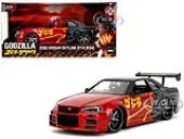 2002 Nissan Skyline GT-R (R34) RHD (Right Hand Drive) Red Metallic and Black ""Godzilla vs. Destoroyah"" (1995) Movie ""Hollywood Rides"" Series 1/24 Die