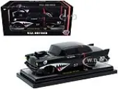 1957 Chevrolet 150 Sedan ""Maj. Bruiser"" Matt Black with Red Stripe and Shark Mouth Graphics Limited Edition to 6650 pieces Worldwide 1/24 Diecast Mod