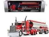 Peterbilt 389X with 63 Flat Top Sleeper and Heil Fuel Tank Trailer ""Wayne Transports"" Red with Black Stripes ""Big Rigs Series II 1"" 1/64 Diecast Mode