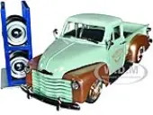 1953 Chevrolet 3100 Pickup Truck Light Green and Gold Metallic ""Rustys Garage"" with Extra Wheels ""Just Trucks"" Series 1/24 Diecast Model Car by Jada