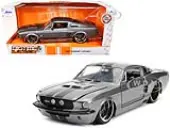 1967 Ford Mustang Shelby GT500 Gray Metallic with Black Stripes ""Bigtime Muscle"" Series 1/24 Diecast Model Car by Jada