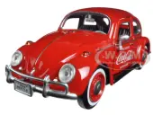 1966 Volkswagen Beetle with Rear Luggage Rack Red with Two Bottle Cases ""Coca-Cola"" 1/24 Diecast Model Car by Motor City Classics