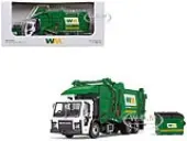 Mack LR Garbage Truck with McNeilus Meridian Front Load Refuse Body White and Green with Refuse Bin ""Waste Management"" 1/64 Diecast Model by First Ge