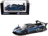 Pagani Zonda Revolucion Blue Metallic and Black with Light Blue Stripes ""Global64"" Series 1/64 Diecast Model Car by Tarmac Works