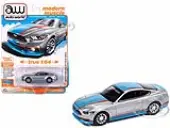 2017 Ford Mustang GT Tribute Edition ""Pettys Garage"" Ingot Silver Metallic with Petty Blue and Red Stripes ""Modern Muscle"" Series 1/64 Diecast Model