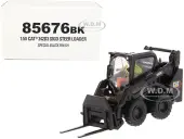 CAT Caterpillar 242D3 Wheeled Skid Steer Loader with Work Tools and Operator Special Black Paint ""High Line Series"" 1/50 Diecast Model by Diecast Mas