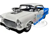 1955 Chevrolet Bel Air ""Ghost Gas - Mikes Speed Equip"" Light Gray and Blue ""Bigtime Muscle"" Series 1/24 Diecast Model Car by Jada