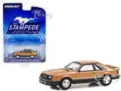 1980 Ford Mustang Cobra Dark Chamois Brown Metallic with Hood Graphic ""The Drive Home to the Mustang Stampede"" Series 1 1/64 Diecast Model Car by Gre