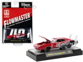 1969 Dodge Charger Daytona HEMI 40 Red with Graphics ""Flowmaster"" Limited Edition to 6600 pieces Worldwide 1/64 Diecast Model Car by M2 Machines