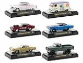 ""Auto Meets"" Set of 6 Cars IN DISPLAY CASES Release 80 Limited Edition 1/64 Diecast Model Cars by M2 Machines