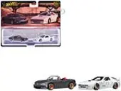 Mazda Mazdaspeed Miata Gray Metallic and Mazda RX7 FC Pandem White ""Car Culture"" Set of 2 Cars Diecast Model Cars by Hot Wheels
