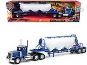 Peterbilt 379 Truck Blue with Pneumatic Tanker Trailer White ""Long Haul Truckers"" Series 1/32 Diecast Model by New Ray
