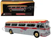 1959 GM PD4104 Motorcoach Bus ""Continental Trailways"" Silver and Cream with Red Stripes ""Vintage Bus &amp; Motorcoach Collection"" Limited Edition 1/8