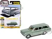 1963 Chevrolet II Nova 400 Wagon Laurel Green Metallic ""Vintage Muscle"" Series 1/64 Diecast Model Car by Auto World