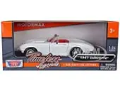 1967 Chevrolet Corvette C2 Convertible White with Red Interior ""Timeless Legends"" Series 1/24 Diecast Model Car by Motormax