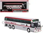 1969 Eagle Model 05 Coach Bus ""Adirondack Trailways"" White and Red Limited Edition to 504 pieces Worldwide 1/87 (HO) Diecast Model by Iconic Replicas