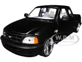 2001 Ford F-150 XLT Flareside Supercab Pickup Truck Matt Black with White Interior ""Maxx Design"" ""American Classics"" Series 1/24 Diecast Model Car by