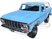 1978 Ford Bronco Custom Light Blue and White ""Timeless Legends"" Series 1/24 Diecast Model Car by Motormax