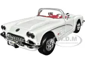 1959 Chevrolet Corvette C1 Convertible White with Red Interior ""Timeless Legends"" Series 1/24 Diecast Model Car by Motormax