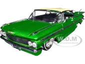 1959 Chevrolet Impala Lowrider Green Metallic with Cream Top and Wire Wheels ""Street Low"" Series 1/24 Diecast Model Car by Jada