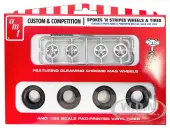 Skill 2 Model Kit ""Spokes N Stripes"" Wheels and Tires Set of 4 Pieces 1/25 Scale Model by AMT