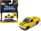 1993 Chevrolet 454 SS Pickup Truck Yellow with Black Stripes 1/64 Diecast Model Car by Muscle Machines