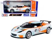 Lotus Evora GT4 41 ""Gulf Oil"" Light Blue with White and Orange Stripes 1/24 Diecast Model Car by Motormax