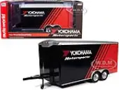 Four Wheel Enclosed Car Trailer ""Yokohama Motorsports"" Black and Red for 1/18 Scale Model Cars by Auto World