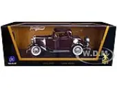 1932 Ford 3-Window Coupe Burgundy with Black Top 1/18 Diecast Model Car by Road Signature