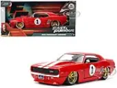 1969 Chevrolet Camaro 1 Red with White Stripes ""Fast &amp; Furious"" Series 1/24 Diecast Model Car by Jada