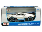 Bugatti Divo Satin White Metallic with Carbon and Blue Accents ""Special Edition"" 1/24 Diecast Model Car by Maisto