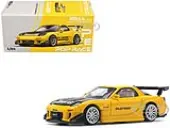 Mazda RX7 (FD) ""RE Amemiya"" Widebody RHD (Right Hand Drive) Yellow with Carbon Hood 1/64 Diecast Model Car by Pop Race