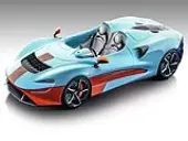 2020 McLaren Elva Convertible Light Blue with Orange Accents ""Exclusive Collection"" Series Limited Edition to 79 pieces Worldwide 1/18 Model Car by T