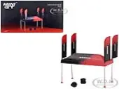 Paddock Service Tent Set with Extra Wheels Red and Black ""ADVAN"" for 1/64 Scale Models by Mini GT