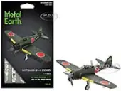 Model Kit Mitsubishi A6M Zero Fighter Aircraft ""World War II"" Imperial Japanese Navy (Moderate Difficulty) Steel Model by Metal Earth