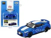 Nissan GT-R RHD (Right Hand Drive) Bayside Blue with White Stripe ""50th Anniversary Edition"" Limited Edition to 1200 pieces 1/64 Diecast Model Car by