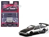 Toyota Sprinter Trueno AE86 Widebody RHD (Right Hand Drive) White and Black with Tarmac Cards ""Global64"" Series 1/64 Diecast Model by Tarmac Works