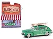 1946 Ford Fordor Super Deluxe Green Metallic with White Interior and Roof Rack with Surfboards ""The Hobby Shop"" Series 16 1/64 Diecast Model Car by G