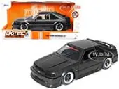 1989 Ford Mustang GT 5.0 Matt Black Metallic with Matt Black Hood ""Bigtime Muscle"" Series 1/24 Series Diecast Model Car by Jada