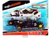 2017 Ford GT 2 Heritage Edition with Flatbed Truck Black ""Elite Transport"" Series 1/64 Diecast Model Cars by Maisto