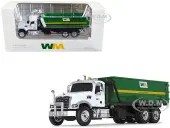 Mack Granite MP Refuse Garbage Truck with Tub-Style Roll-Off Container ""Waste Management"" White and Green 1/87 (HO) Diecast Model by First Gear