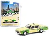 1987 Chevrolet Caprice Yellow and Green ""Chicago Checker Taxi Affl Inc."" ""Hobby Exclusive"" 1/64 Diecast Model Car by Greenlight