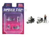 ""Speed Cop"" 4 piece Diecast Figure Set (2 Figures 2 Motorcycles) Limited Edition for 1/64 Scale Models by American Diorama